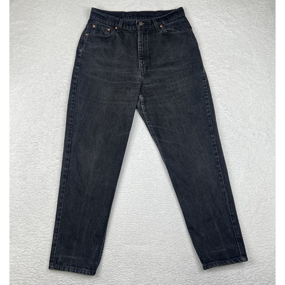 Vintage Levis Jeans Womens 14 Short Black 521 Faded 90s High Rise Tapered USA